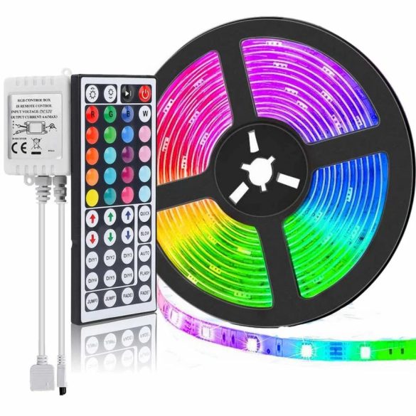  Színes 5m-es 5050 RGB LED szalag készlet, 44 gombos távirányítóval 